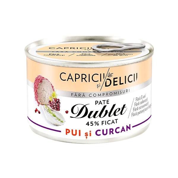 Capricii și Delicii Pate ficat pui și curcan 145 g