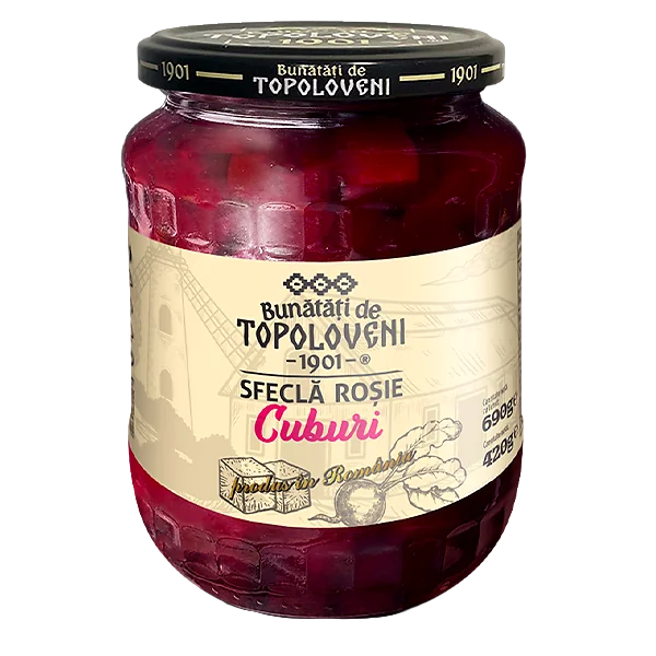 Bunătăți de Topoloveni Sfeclă roșie cuburi 720 g