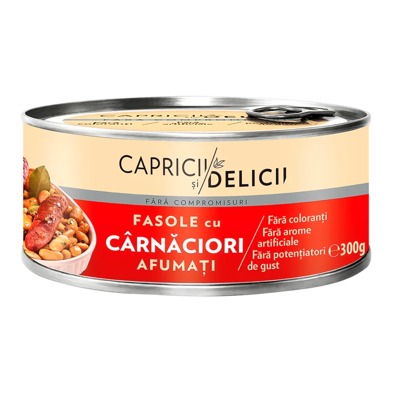Capricii și Delicii Fasole cu cârnăciori afumati 300 g