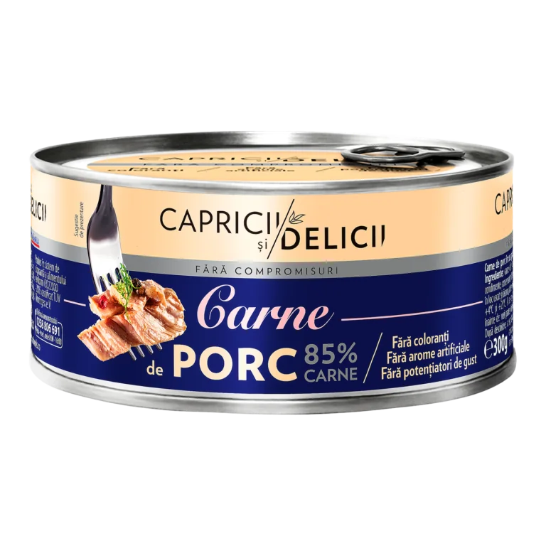 Capricii și Delicii Carne porc suc propriu 85% 300 g